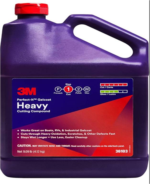 3M Perfect-It Gelcoat Heavy Cutting Compound - Fiberglass Oxidation Remover For Boats & RVs, 1 Quart Bottle